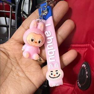 Pink LABUBU  Charm Keychain with Strap